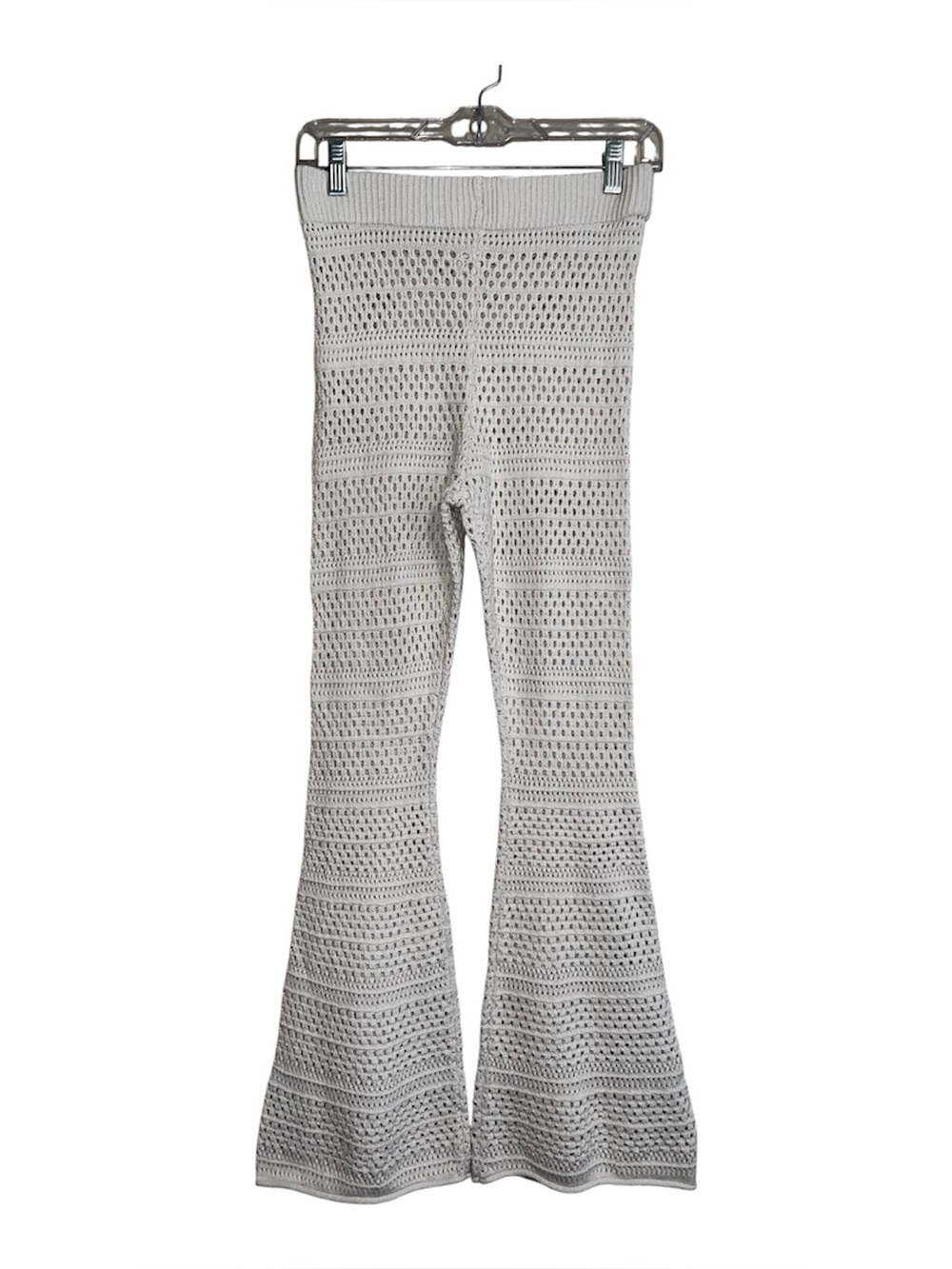 Sincerely Jules Cream Crochet Open Knit Flare Leg Pant Sz XS